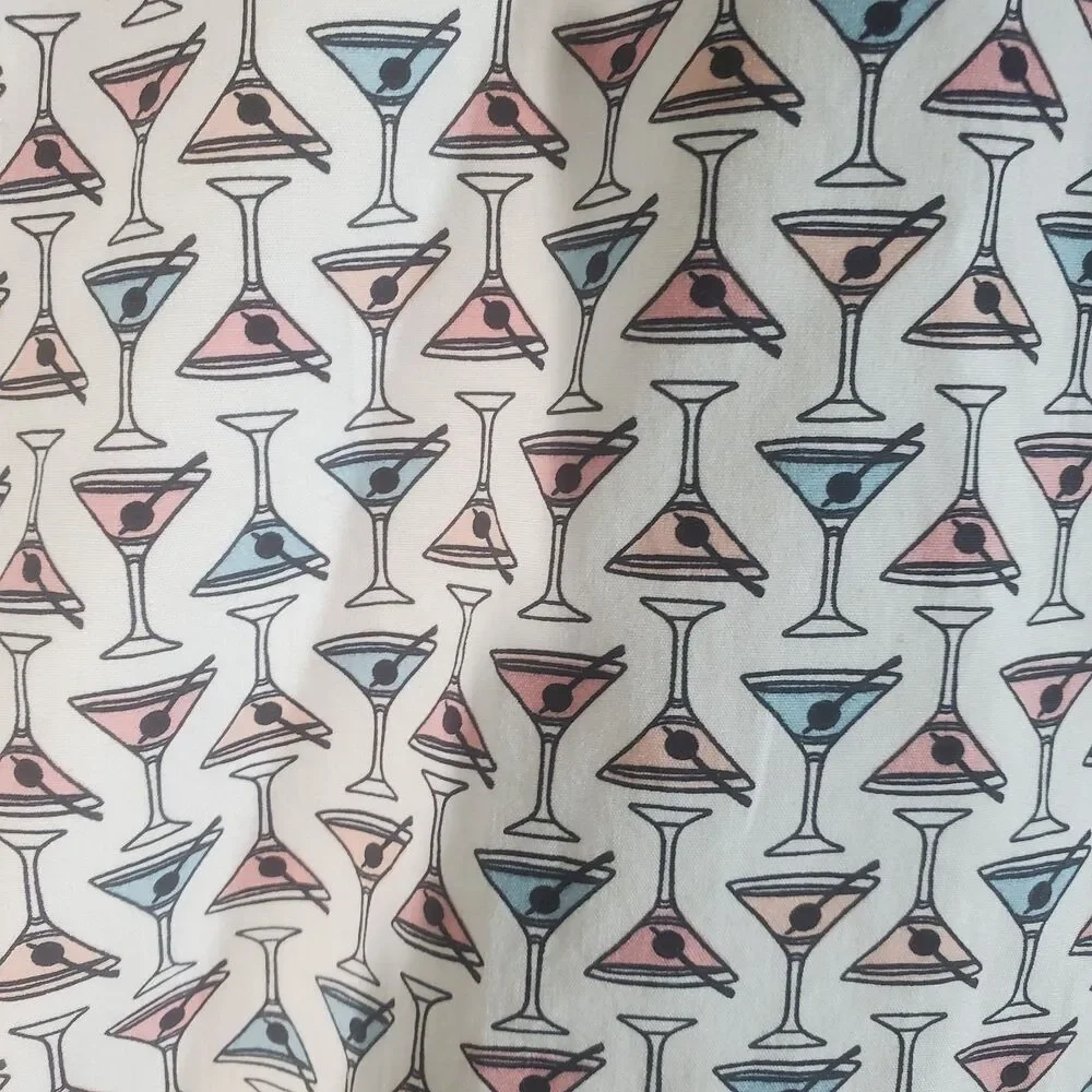 J Crew Martini Cocktail Slim Flex Washed Short Sleeve Fun Preppy Shirt men L - Picture 3 of 7